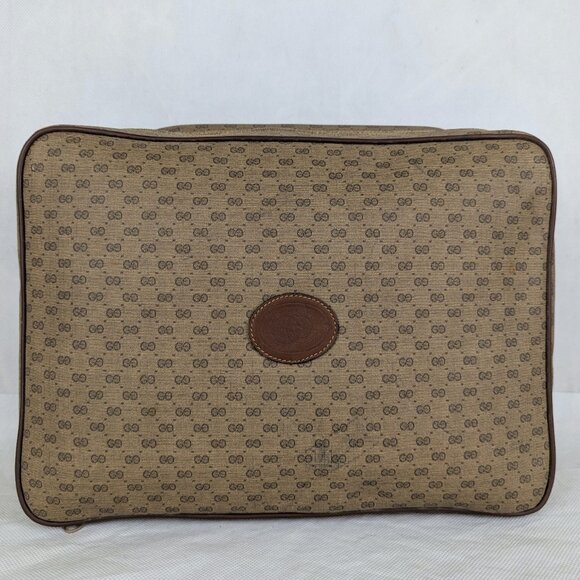 Authentic GUCCI Globe-Trotter Large Pouch Leather Vanity Case Made in Italy - Picture 1 of 10